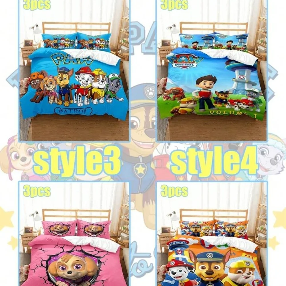 Pink Cartoon Dog Bedding Set